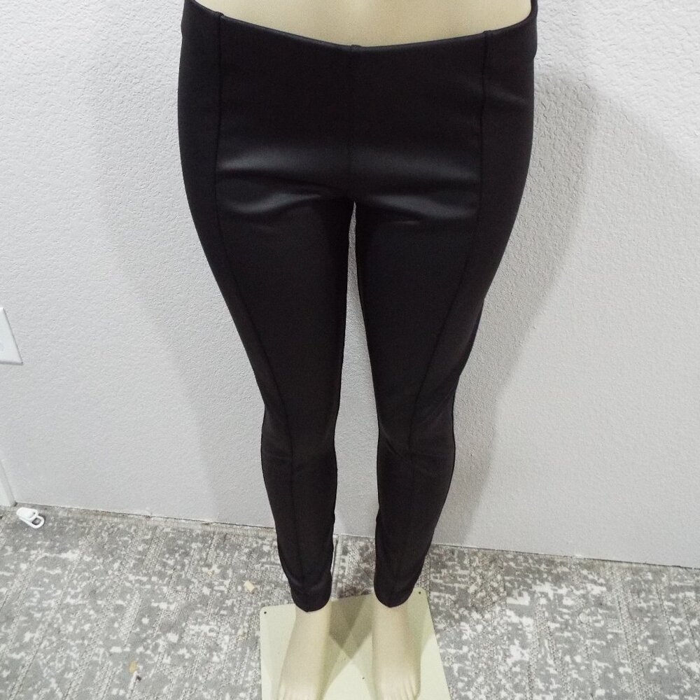 Express Women's High Waisted Faux Leather Full Length Black Leggings Size Medium